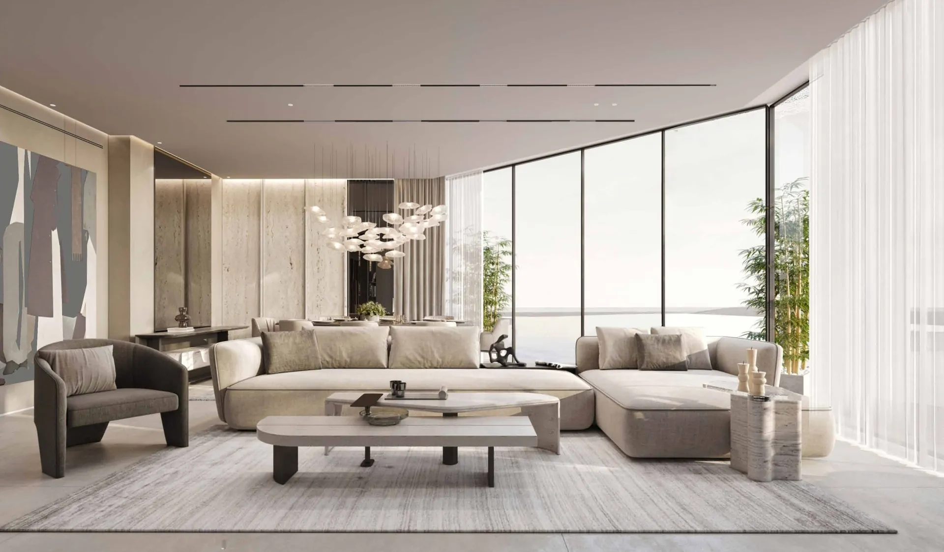 Living room with sea view
